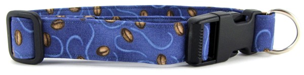 Coffee Beans on Blue Dog Collar