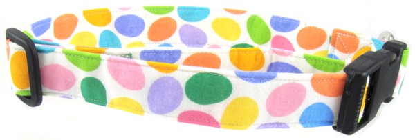 Colorful Easter Eggs on White Dog Collar
