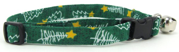 Green Christmas Trees Cat Collar
