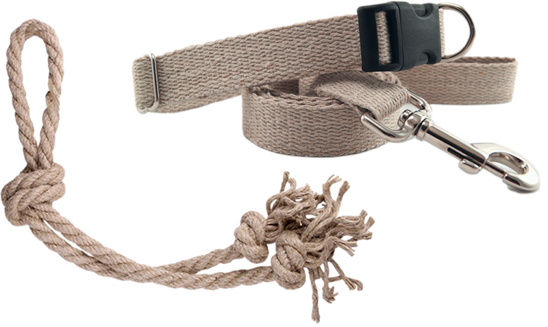 Hemp Dog Collar, Leash and Toy