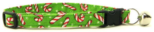 Light Green Candy Canes Cat Collar