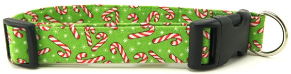 Light Green Candy Canes Dog Collar