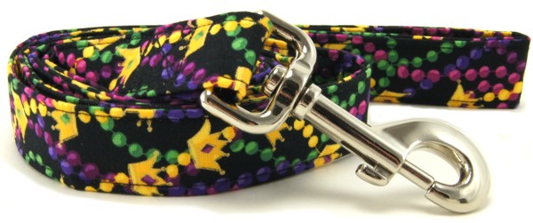 Mardi Gras Beads and Crowns Dog Leash