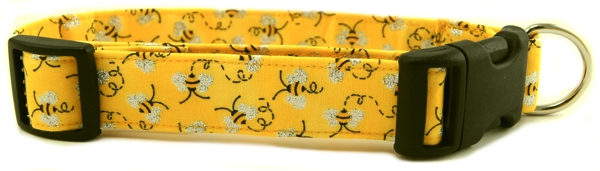 Metallic Bumble Bees Dog Collar