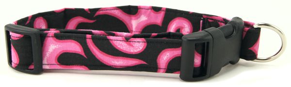 Pink Flames Dog Collar