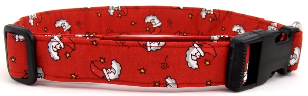 Red Tossed Santas Dog Collar