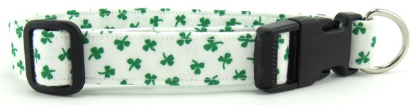 Shiny Shamrocks on White Dog Collar