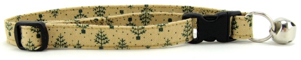 Tan Chrismas Trees Cat Collar