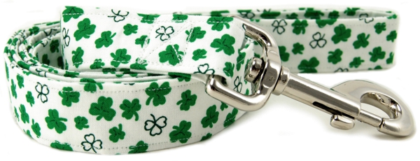 Tossed Shamrocks on White Dog Leash